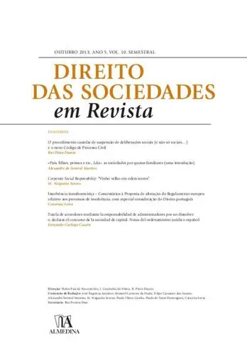 Capa do artigo Direito das Sociedades em Revista - Ano